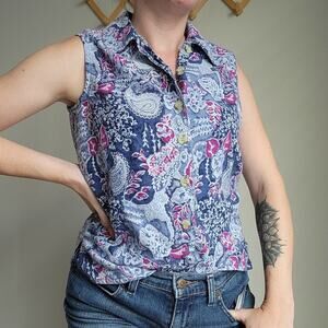 Vintage Sun River Button Up Tank Top